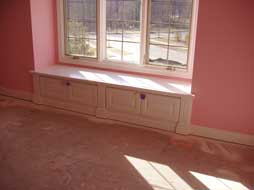 storage benches in finished basements 