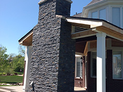 Lanai with fireplace