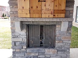 Lanai with fireplace