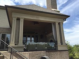 Lanai with fireplace